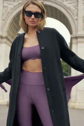 Abrigo largo «City Girl» de lana de doble cara - Negro