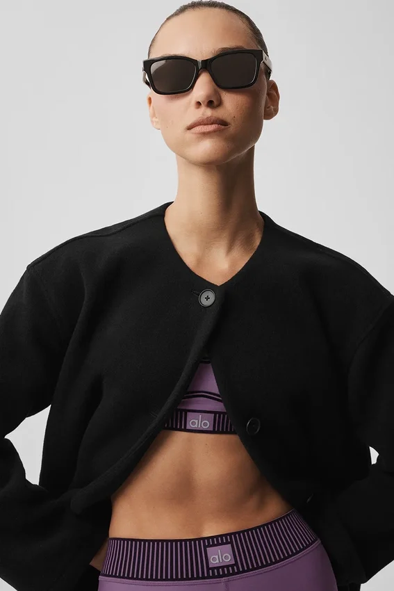 Abrigo largo «City Girl» de lana de doble cara - Negro