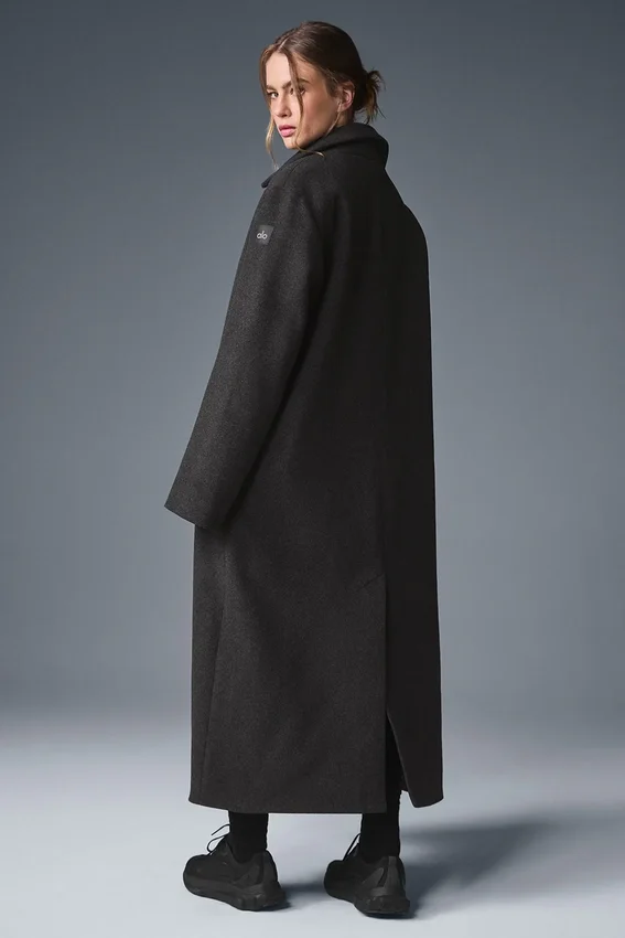 Abrigo largo Wool Metro - Gris jaspeado oscuro