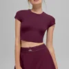 Alosoft Crop Finesse de manga corta - Burdeos