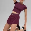 Alosoft Crop Finesse de manga corta - Burdeos