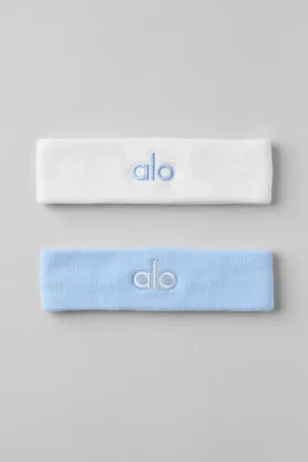 Banda para el sudor Glow (pack de 2) - Azul concha/Blanco
