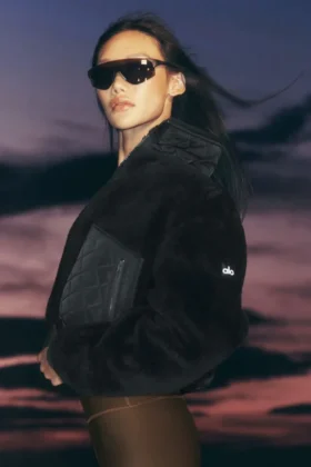 Bomber con ribete de sherpa - Negro