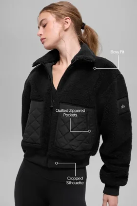 Bomber con ribete de sherpa – Negro
