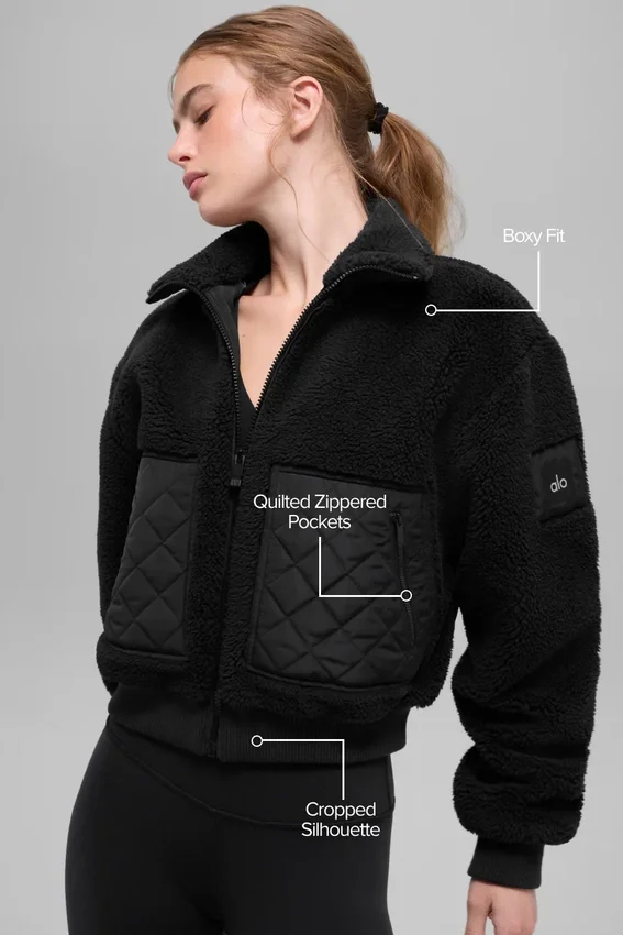 Bomber con ribete de sherpa - Negro