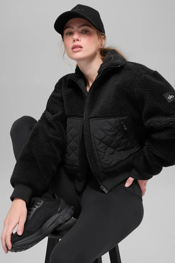 Bomber con ribete de sherpa - Negro