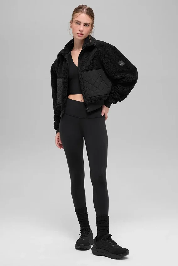 Bomber con ribete de sherpa - Negro