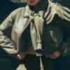 Bomber corto «Premier» de imitación de piel - Verde oliva