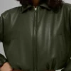 Bomber corto «Premier» de imitación de piel - Verde oliva