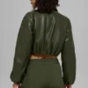 Bomber corto «Premier» de imitación de piel - Verde oliva