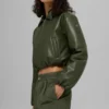 Bomber corto «Premier» de imitación de piel - Verde oliva