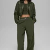 Bomber corto «Premier» de imitación de piel - Verde oliva