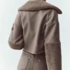 Bomber Nightfall de mezcla de lana - Marrón cacao alpino jaspeado