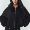 Bomber Nightfall de mezcla de lana - Negro