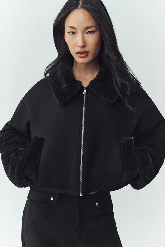 Bomber Nightfall de mezcla de lana - Negro