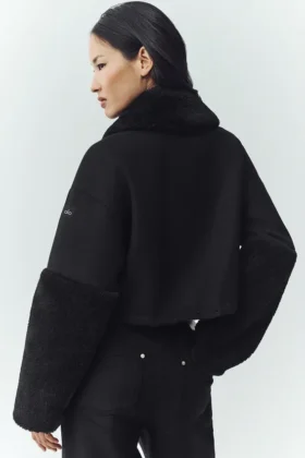 Bomber Nightfall de mezcla de lana – Negro