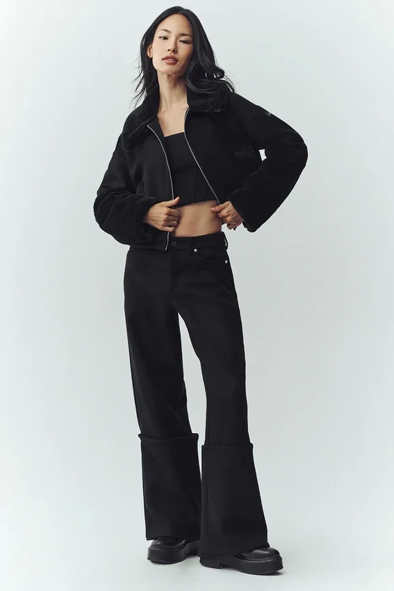 Pantalones de pierna ancha Nightcap de mezcla de lana - Negro