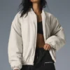 Bomber Premier de imitación de piel - Bone