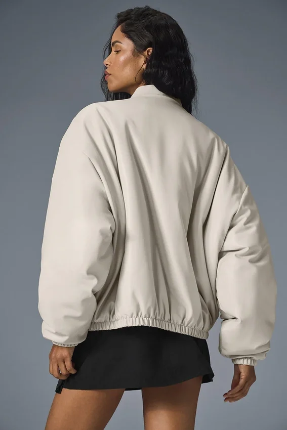 Bomber Premier de imitación de piel - Bone