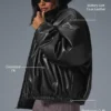 Bomber Premier de imitación de piel - Negro