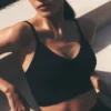 Bralette «Delight» de modal acanalado sin costuras - Negro