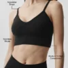 Bralette «Delight» de modal acanalado sin costuras - Negro