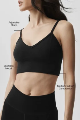 Bralette «Delight» de modal acanalado sin costuras – Negro
