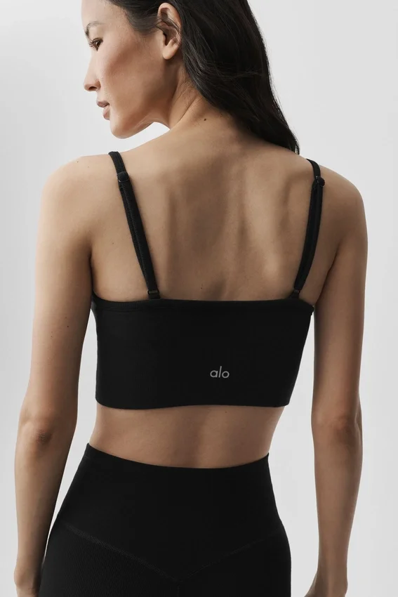 Bralette «Delight» de modal acanalado sin costuras - Negro