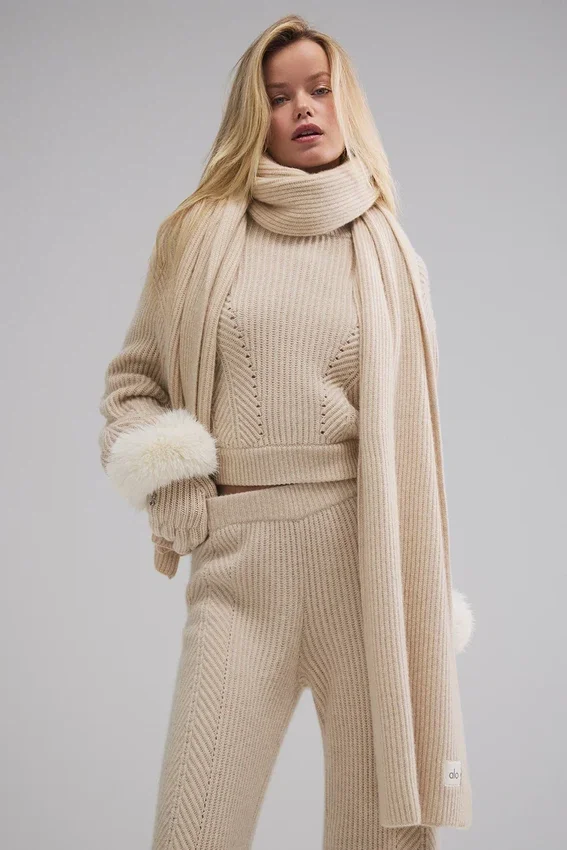Bufanda de cachemira Courchevel - Birch Heather