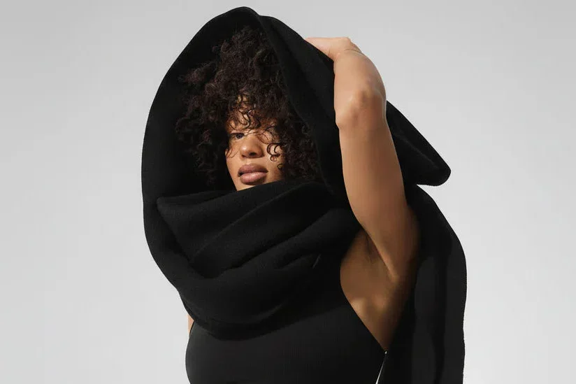 Bufanda extragrande de lana merina - Negro