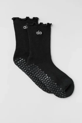 Calcetines con borde ondulado «Lettuce Edge» - Negro