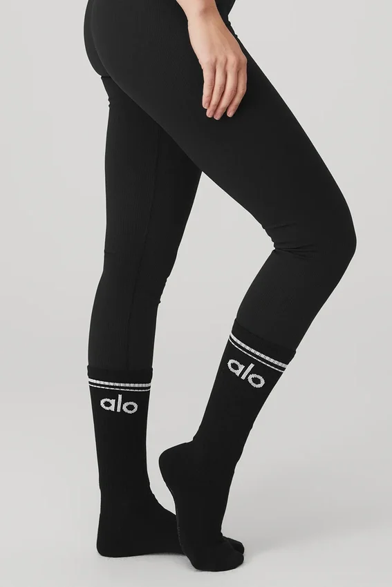 Calcetines de barra «Throwback» para mujer - Negro/Blanco