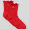 Calcetines de mujer con borde ondulado - Rojo brillante
