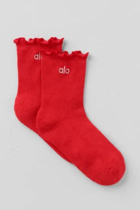 Calcetines de mujer con borde ondulado - Rojo brillante
