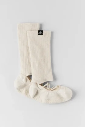 Calcetines de tiras Siren Grip para mujer - Gris avena jaspeado
