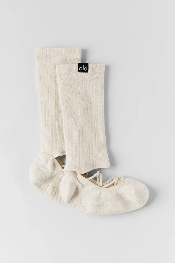 Calcetines de tiras Siren Grip para mujer - Gris avena jaspeado