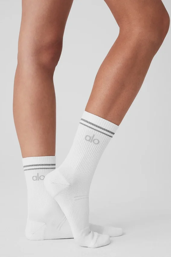 Calcetines deportivos unisex de caña media - Blanco