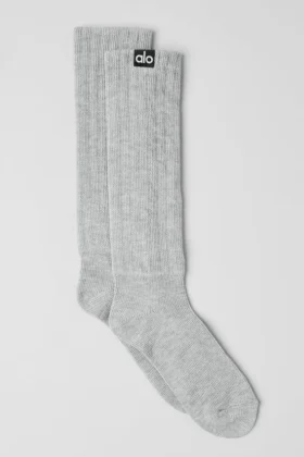 Calcetines fruncidos unisex — Gris jaspeado deportivo