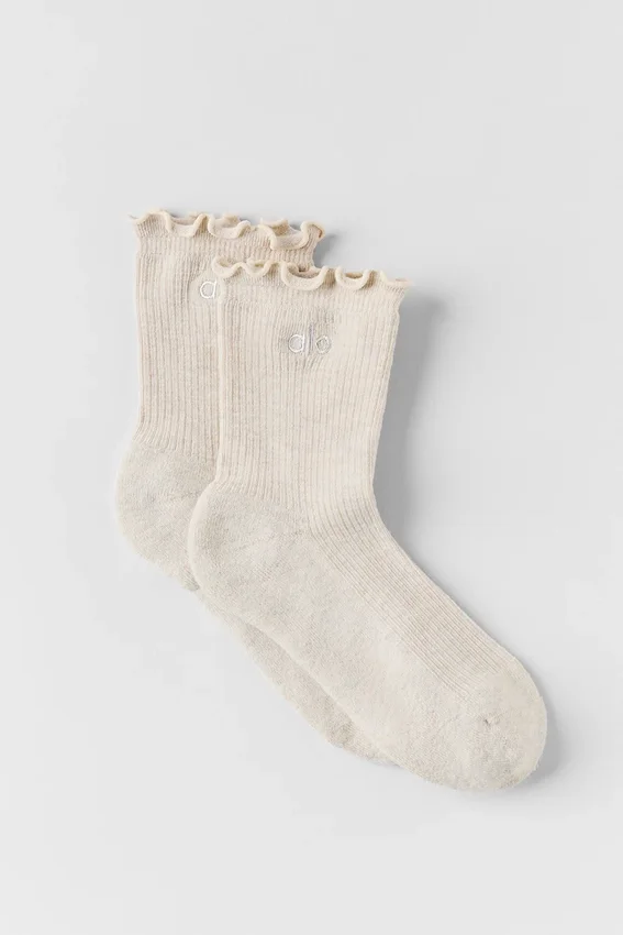 Calcetines Lettuce Edge para mujer - Gris avena jaspeado