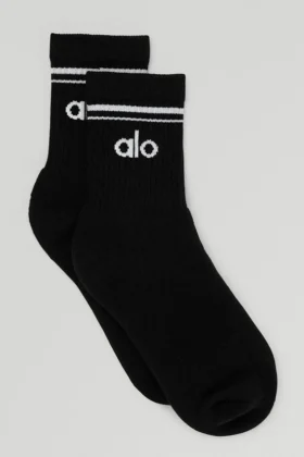 Calcetines retro unisex de caña media - Negro/Blanco