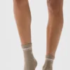 Calcetines retro unisex de media caña - Grava/Blanco