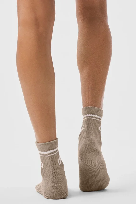 Calcetines retro unisex de media caña - Grava/Blanco