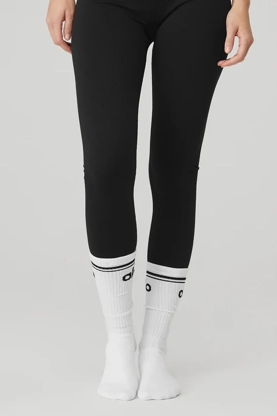 Calcetines Throwback Barre para mujer - Blanco/Negro