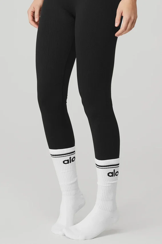 Calcetines Throwback Barre para mujer - Blanco/Negro