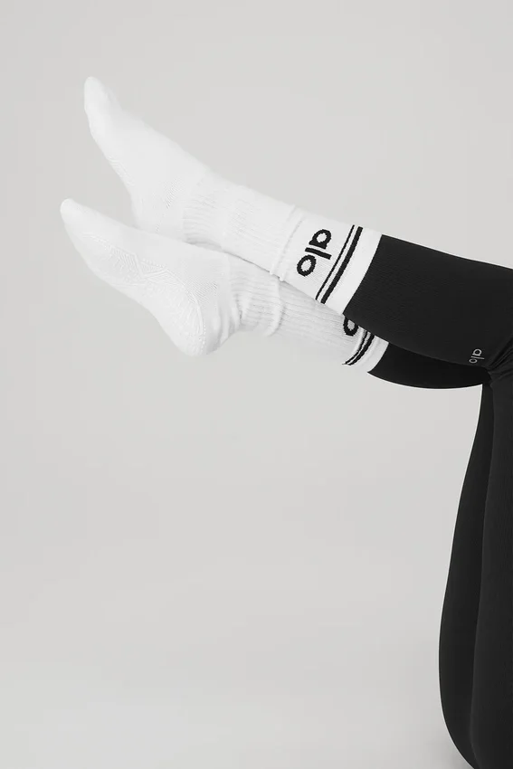 Calcetines Throwback Barre para mujer - Blanco/Negro