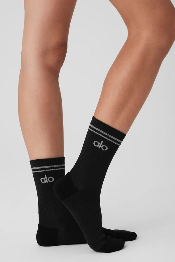 Calcetines unisex de alto rendimiento de media caña - Negro