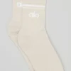 Calcetines unisex de caña media estilo retro - Beige/Blanco