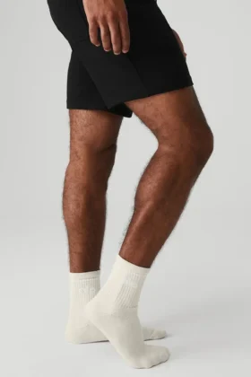 Calcetines unisex de caña media estilo retro – Beige/Blanco