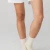 Calcetines unisex de caña media estilo retro - Beige/Blanco