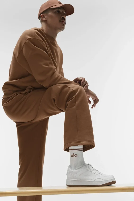 Calcetines unisex de caña media estilo retro - Blanco/Marrón Sun Kissed